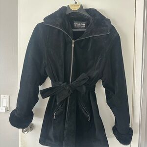 Wilsons Leather Black Jacket with Faux Fur Trim